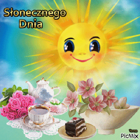 Słonecznego dnia słońce kawa kwiaty